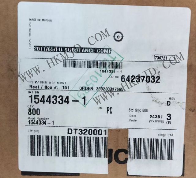 【TE泰科】汽車連接器 1544334-1 2 位置 體座 連接器 公型，接片 黑色 0.315