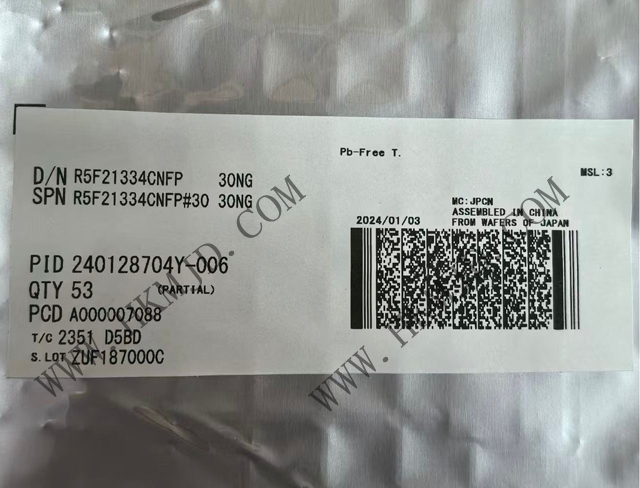 瑞薩電子【MCU芯片】R5F21334CNFP 16位微控制器，采用R8C CPU內(nèi)核